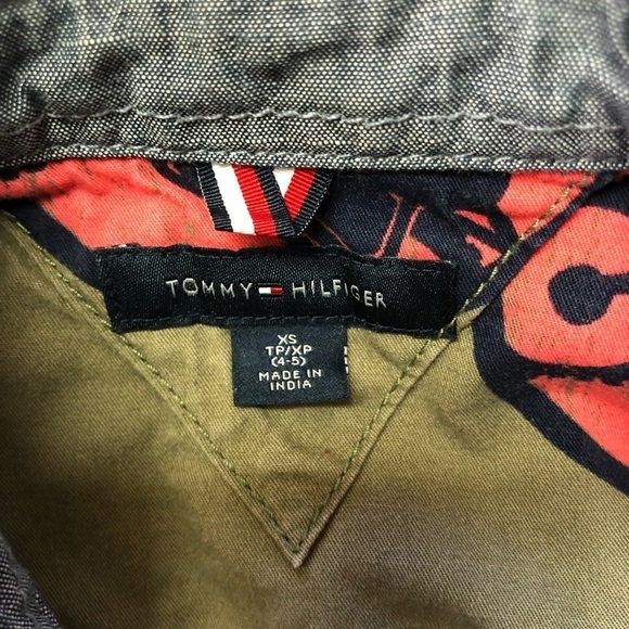 Tommy Hilfiger Army Green Grafitti Logo Style Button Down Shirt XS - Picture 3 of 8